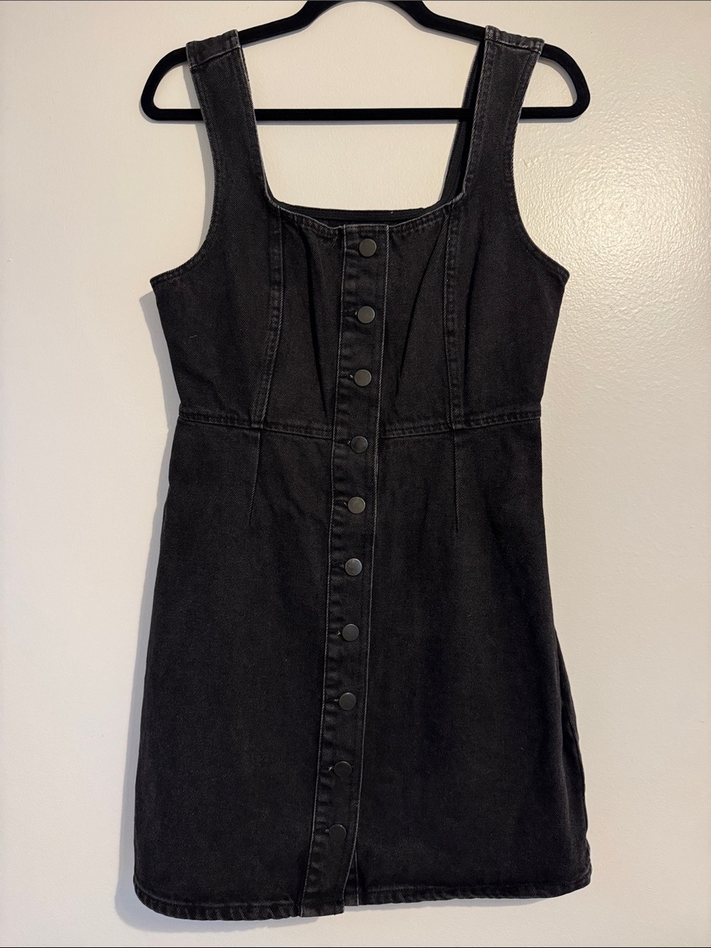 Urban Outfitters Black Button-Front Denim Dress
